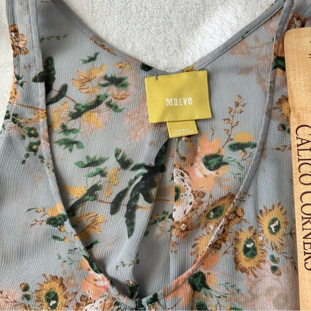 Anthro Maeve Floral Magda Handkerchief Ruffle Tunic Top Small - Picture 8 of 11